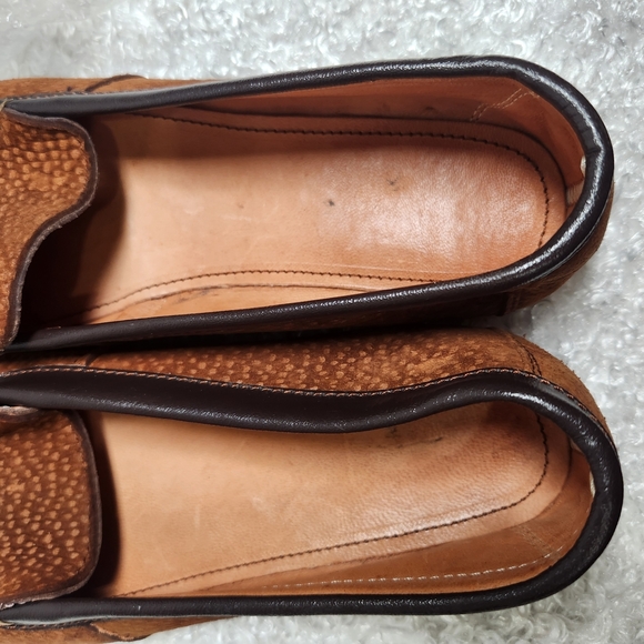 Brown Moccasin Slip-On Shoes with Pebbled Texture - Picture 2 of 6